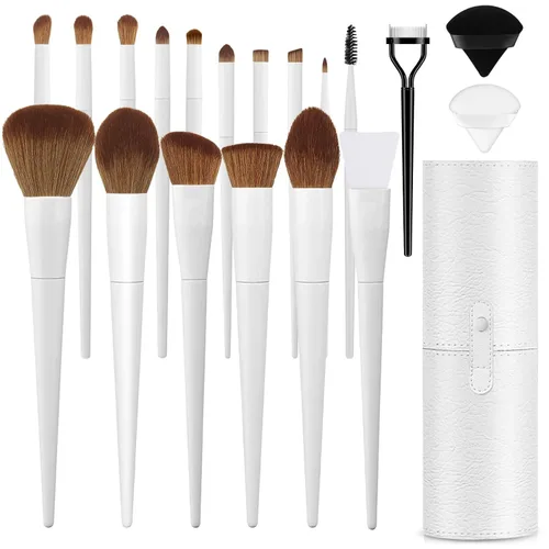 Vista 7 de Brochas de Maquillaje 20 Piezas Juego de Brochas de Maquillaje con Base, Cejas, Difuminado, Corrector, Rubor, Sombra de Ojos, Contorno, Pestañas