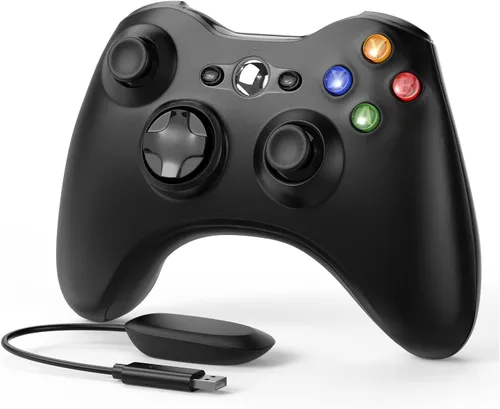 ASTARRY Controlador inalámbrico compatible con Xbox 360 control de juego de 24 GHZ joystick compatible con Xbox y Slim 360 PC Windows 7 8 10 negro