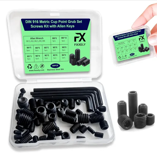 Vista 14 de Tornillos prisioneros de punta cónica, 48 piezas (M3, M4, M5, M6), cabeza hexagonal, tornillos prisioneros métricos de acero inoxidable 304, varios
