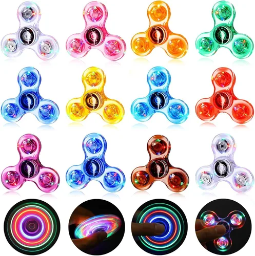 Gigilli Fidget Spinners - Paquete de 12 juguetes giratorios para niños, rellenos de huevos de Pascua, regalos iluminados a granel, premios de aula,