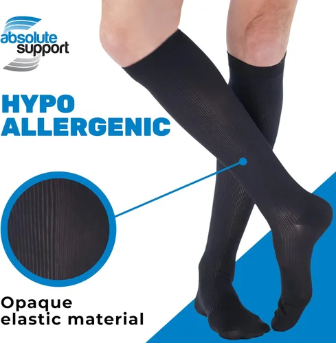 Vista 5 de ABSOLUTE SUPPORT (6 pares) fabricadas en Estados Unidos, medias de compresión altas a la rodilla para hombres de 20 a 30 mmHg Para circulación