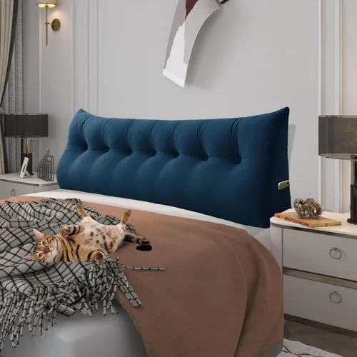 Vista 40 de Almohada de cabecero de 11 libras engrosada tamaño queen para sentarse en la cama, almohada de apoyo para la espalda para leer con bolsillo lateral