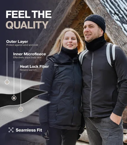 Vista 4 de Thermajohn Polainas de forro polar para hombres y mujeres, unisex, bufanda de invierno, máscara facial para clima frío, polainas de cuello