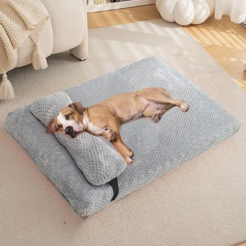 Vista 18 de huraty Cama para perros con almohada para perros pequeños, cama ortopédica para perros con funda extraíble, alfombrilla lavable para mascotas