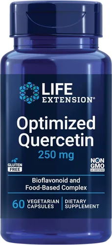 Life Extension Quercetina optimizada de 250 mg apoya la salud inmune, la salud del corazón, sin OGM, sin gluten - 60 cápsulas vegetarianas