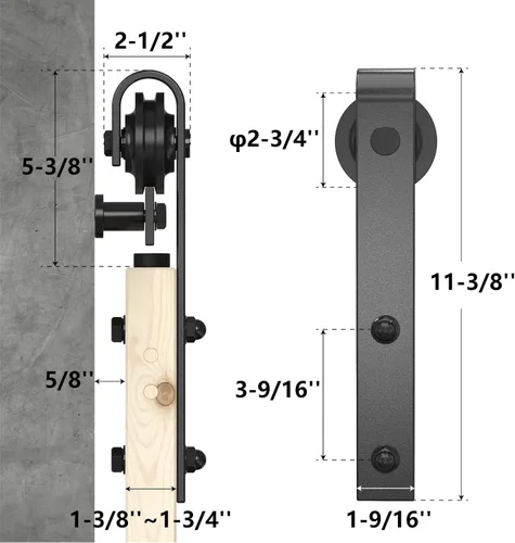 Vista 5 de WINSOON - Kit de accesorios para puerta corredera de estilo granero, estilo antiguo, para puertas individuales/dobles, superficie negra