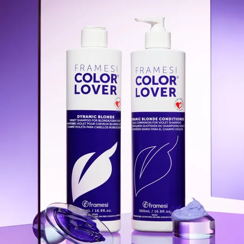 Vista 5 de FRAMESI Color Lover Dynamic Blonde Purple Champú, champú sin sulfato, cabello tratado