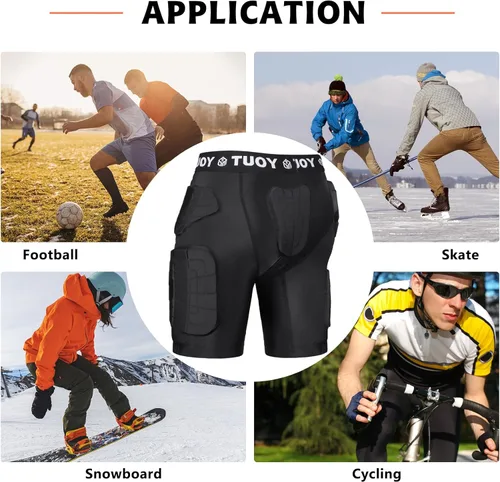 Vista 6 de Mens Football Girdle with Pads Hip Thigh Butt Tailbone Protector Pants Padded Compression Short Youth Adult Protective for Baseball Snowboard Skate