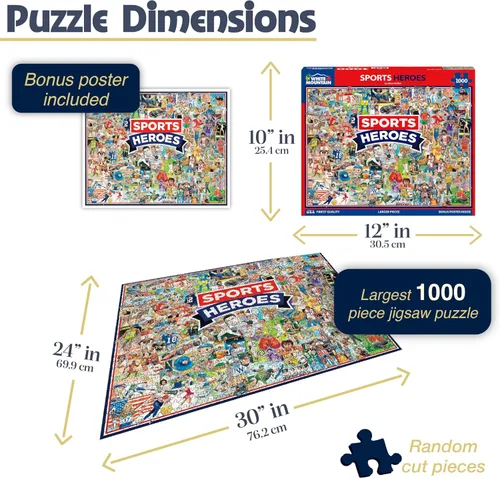 Vista 3 de White Mountain Sports Heroes - Rompecabezas de 1000 piezas