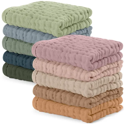 Vista 65 de Comfy Cubs - Juego de paños de muselina para eructos de 20 x 10 pulgadas, paquete de 10, tamaño grande, 6 capas, 100% algodón, absorbentes, seguros