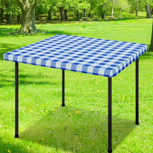 Vista 18 de Smiry Mantel cuadrado de pícnic, manteles de vinilo elásticos impermeables, fundas de mesa de lana cuadriculada con parte trasera de franela