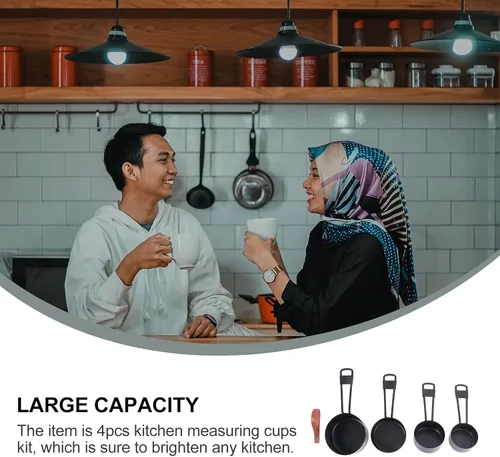 Vista 7 de Hemoton Juego de 4 tazas medidoras de acero inoxidable para herramienta de medición de cocina seca o líquida