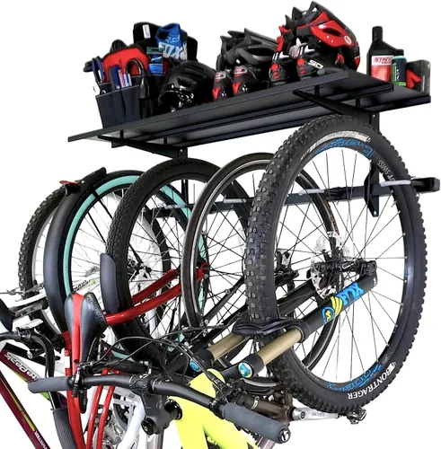 Vista 8 de StoreYourBoard Estante de almacenamiento para bicicletas, resistente para 5 bicicletas, soporte vertical para bicicletas que ahorra espacio, soporte