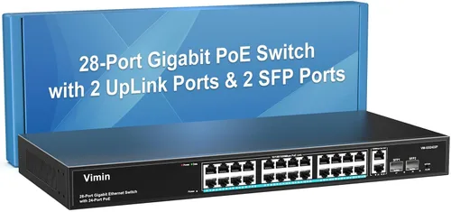 Vista 10 de Switch PoE Gigabit de 4 puertos con 1 puerto Gigabit de enlace ascendente, conmutador PoE Ethernet no administrado de 5 puertos VIMIN