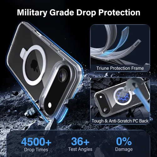 Vista 4 de Funda magnética para iPhone Air – [Soporte invisible integrado] [Compatible con MagSafe] [Protección contra caídas de grado militar] Cubierta