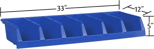 Vista 3 de Akro-Mils 30312 System Bin - Contenedor de almacenamiento con seis compartimentos, (33 x 12 x 5 pulgadas), color azul, (paquete de 5)