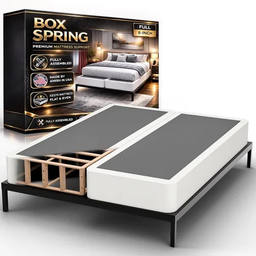 Vista 24 de Zayton, Box Spring Bed Base Twin Size, 2-Inch Wood Mattress Foundation - Amish Made in USA – Quiet Noise Free, 2-Pieces Under Mattress-Support