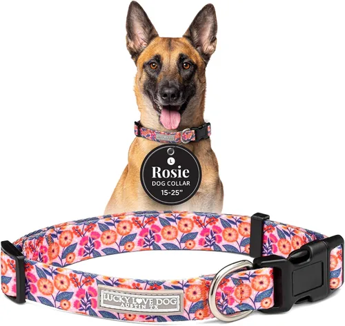 Vista 15 de Lucky Love Dog - Collar para perras pequeñas, diseño Blackbird de estampado alegre con flores de primavera y verano, talla XS Collar Blackbird