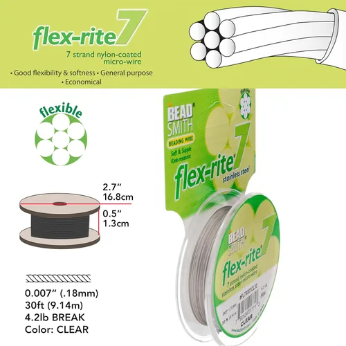 Vista 4 de The Beadsmith Flex-Rite 7 hebras de nailon recubierto de nailon, alambre de cuentas de acero inoxidable, suministro de fabricación de joyas