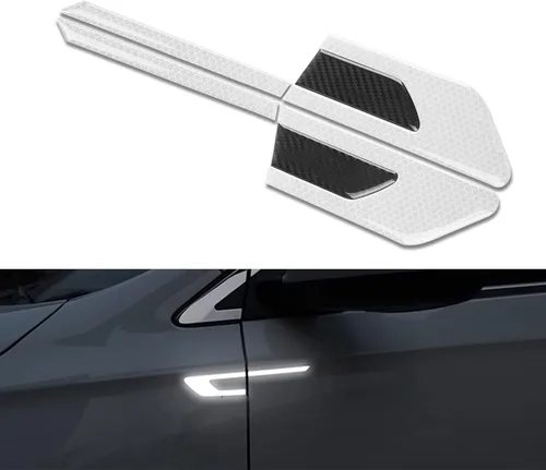 Vista 27 de x xotic tech Pegatinas reflectantes para manija de puerta de automóvil, protección contra arañazos, patrón de fibra de carbono con tira