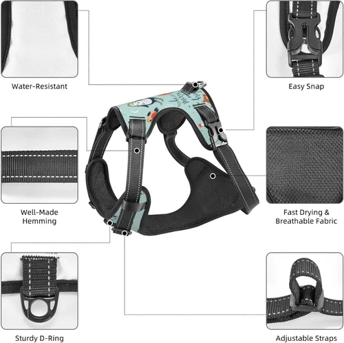 Vista 6 de Arnés de chaleco para perros pequeños, medianos y grandes, con asa de fácil control, correa reflectante para pasear cachorros, entrenamiento, arnés