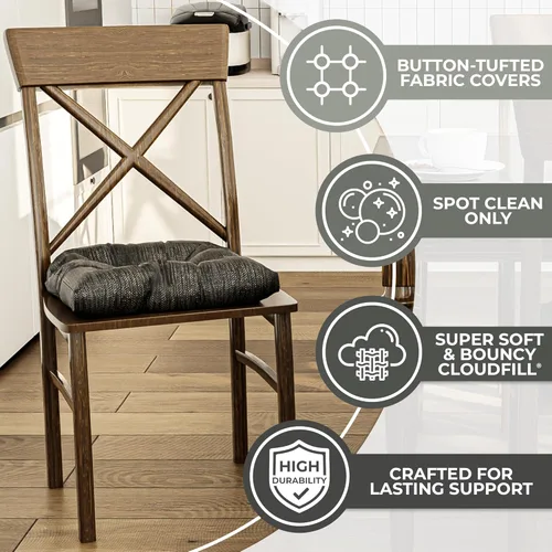 Vista 2 de Klear Vu Gripper - Cojines sobrerellenos antideslizantes universales para silla de comedor para decoración de cocina o uso en la oficina