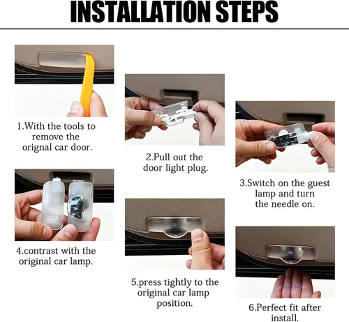 Vista 8 de 2 luces para puerta de automóvil compatibles con LS/ES/is/LX/RX/GS/GX/RC/UX, accesorios de automóvil, no se decoloran, luces LED HD para proyector