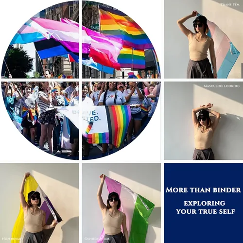 Vista 7 de Carpeta Trans, LGBTUNICORNS - Carpeta de pecho, agradable al tacto y transpirable, con 1 tarjeta de fragancia y 1 calcomanía de arcoíris