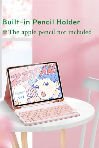 Vista 4 de Teclado a color para Galaxy Tab S6 Lite de 10.4 pulgadas 2024/2022/2020 Funda de teclado Bluetooth desmontable extraíble con Bluetooth, color negro