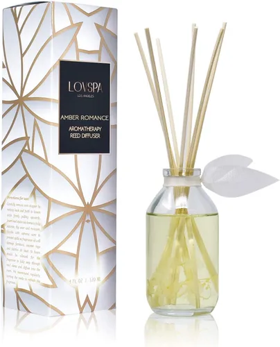 LOVSPA - Set de difusor de cañas, difusor de aceite perfumado con aroma a ámbar romántico y varillas, accesorios de fragancia para el hogar para