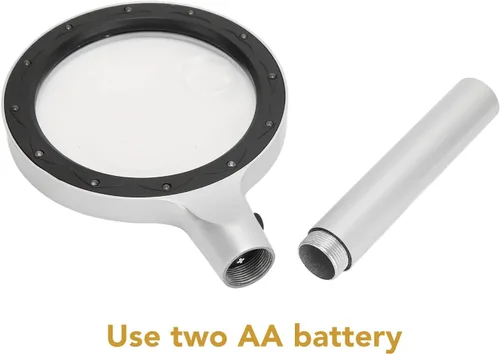 Vista 9 de Lupa, lupa decorativa, lupa de mano 5X 10X, lupa de mano con 2 luces LED, lupa iluminada con dos niveles de brillo, lupa de lectura