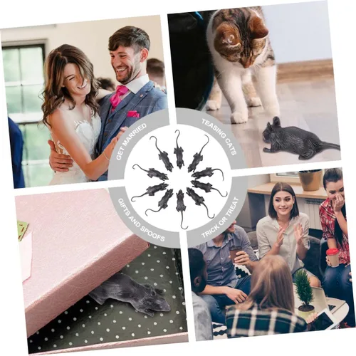 Vista 3 de 10Pcs Realistic Plastic Fake Mouse Halloween Prank Scary Simulation Rodent for Decorations Party Favors and Themed Events