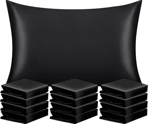 Vista 42 de NTBAY Paquete de 2 fundas de almohada estándar de satén para cabello y piel, lujosas y sedosas fundas de almohada con cierre de sobre, 20 x 26