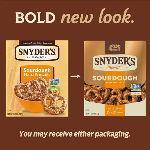 Vista 3 de Snyder's of Hanover Pretzels, pretzels duros de masa madre, caja de 13.5 onzas