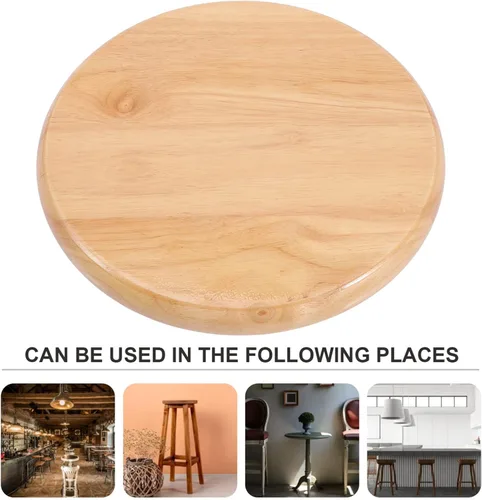 Vista 7 de Housoutil 2 piezas de repuesto de asiento redondo de madera, 11.6 in/11.6 pulgadas, parte superior redonda de madera para taburetes de bar, muebles