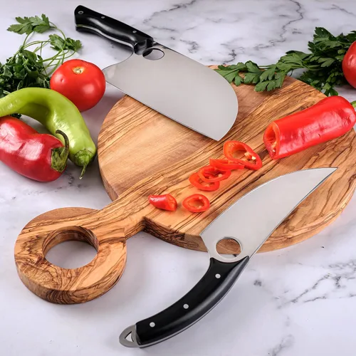 Vista 7 de Crystalia Cuchillo de chefs, cuchillo de carnicero hecho a mano para cortar carne, cuchillo forjado a mano con funda, cuchillos vikingos
