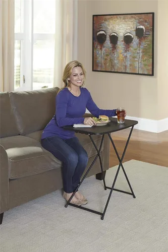 Vista 9 de COSCO Mesa de actividades plegable personal multiusos, altura ajustable, 2 unidades, color negro