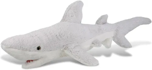 DolliBu - Animal de peluche de tiburón de peluche – Tiburón gris marino abrazable de piel suave, adorable juguete de peluche de tiburón para jugar,