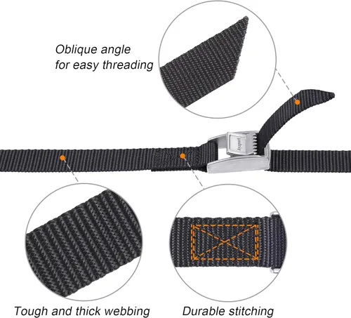 Vista 24 de Ayaport Correas de amarre con hebillas ajustables con hebilla de leva de amarre correa de cincha para embalaje negro, paquete de 4