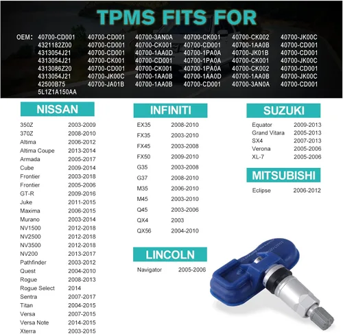 Vista 6 de AULINK 40700CD001 (Infineon Chip) Sensor de presión de neumáticos TPMS (315MHZ) para Nissan 350Z 370Z Altima GTR Maxima Rogue Altima Pathfinder