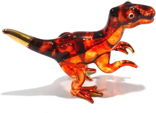 Vista 4 de Figuras hechas a mano de mini tiranosaurio (T-Rex) de cristal soplado de animales de dinosaurio jurásico