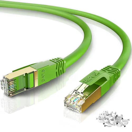 Vista 13 de HiiPeak Cable Ethernet Cat8 de 6 pies, para interiores y exteriores, alta velocidad, 26 AWG, cable LAN de red Cat8 de 2000 Mhz, 40 Gbps con conector