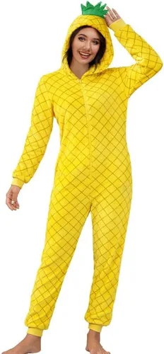 Vista 4 de Clarisbelle Women's Animal Fruit Plush One Piece Pajama Halloween Cosplay Costume with Pocket