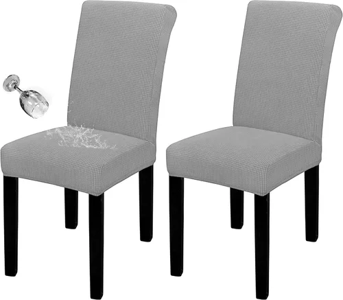 Vista 69 de Easy-Going Juego de 4 fundas 100% impermeables para sillas de comedor, diseño jacquard elástico, extraíble y lavable, protector de silla