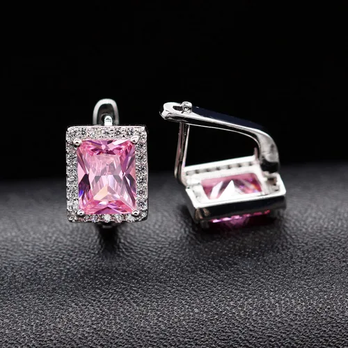 Vista 5 de Uloveido T483 - Juego de anillos solitarios, diseño de topacio místico, gran rectangular, para mujer, con clip