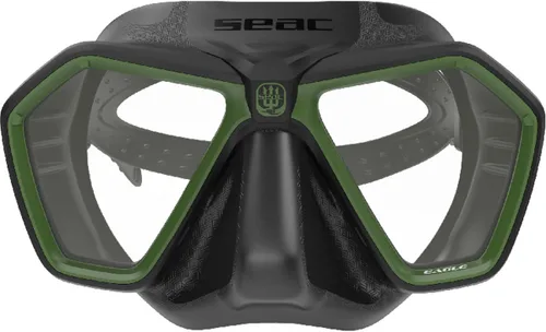 Vista 2 de SEAC Eagle, máscara compacta de bajo volumen para apnea y pesca submarina, verde, ajuste regular
