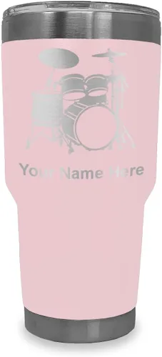 Vista 17 de LaserGram Vaso aislado al vacío de 20 onzas, juego de batería, grabado personalizado incluido (negro) Engraved Gift for Drummers, Vacuum Insulated