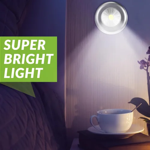 Vista 5 de Macarrie Paquete de 24 luces LED de disco de 2.68 pulgadas, mini luz nocturna táctil inalámbrica, 60 lúmenes, funciona con pilas, luces adhesivas
