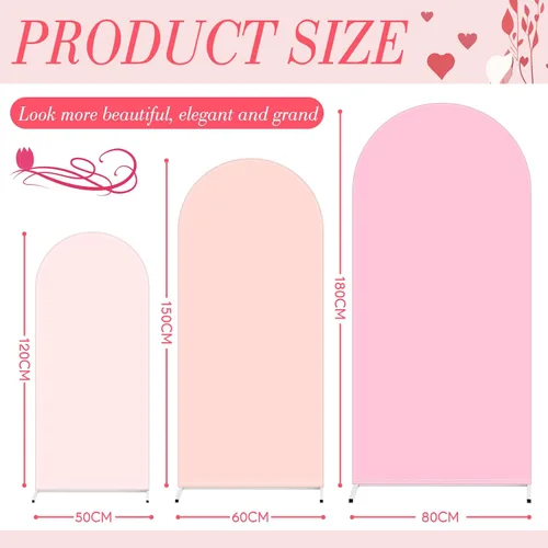 Vista 3 de VitalCozy Juego de 3 Cubiertas para Arco de Boda de 4/5/6 pies, Cubierta de Telón de Fondo de Arco de Tela de Doble Cara de Spandex Ajustado