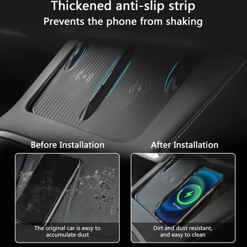 Vista 3 de TOPABYTE 3 piezas de accesorios para consola central para Tesla Model Y 2021-2024 y Model 3 2021-2023, inserto para portavasos, protector de borde